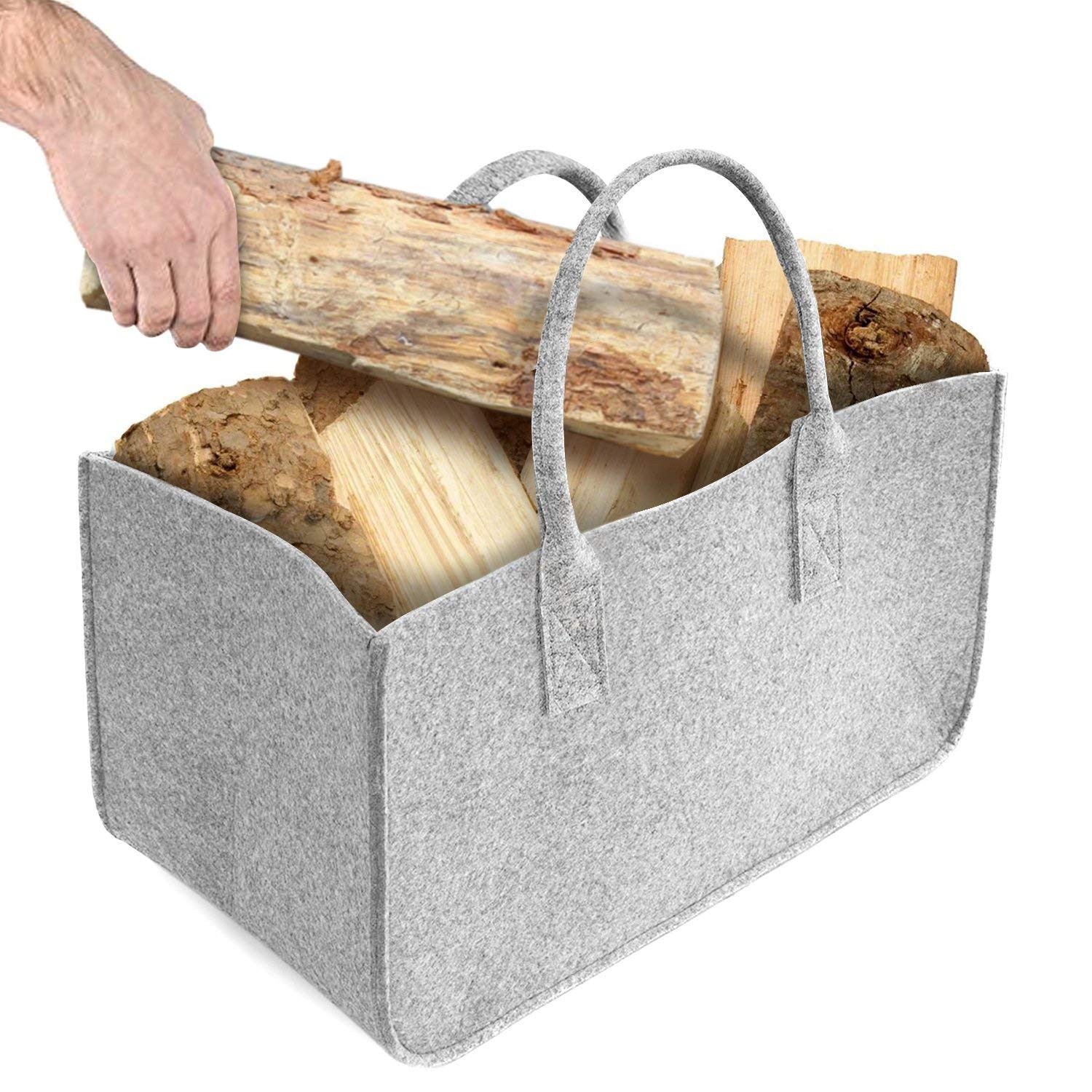 gris foncé. Panier à bûches pliable en feutre pour cheminée sac de rangement pour magazines journaux sac de transport pour bois de cheminée sac à bûches 